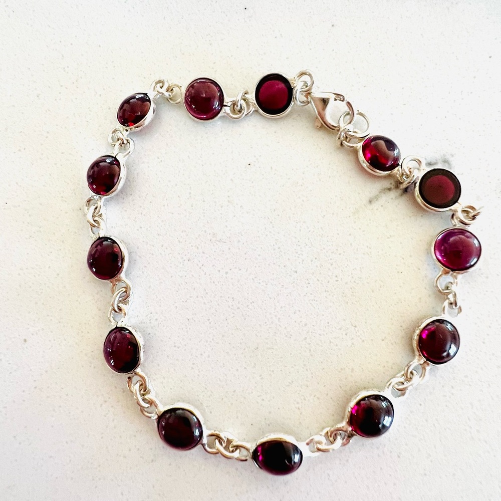 Garnet and sterling silver bracelet